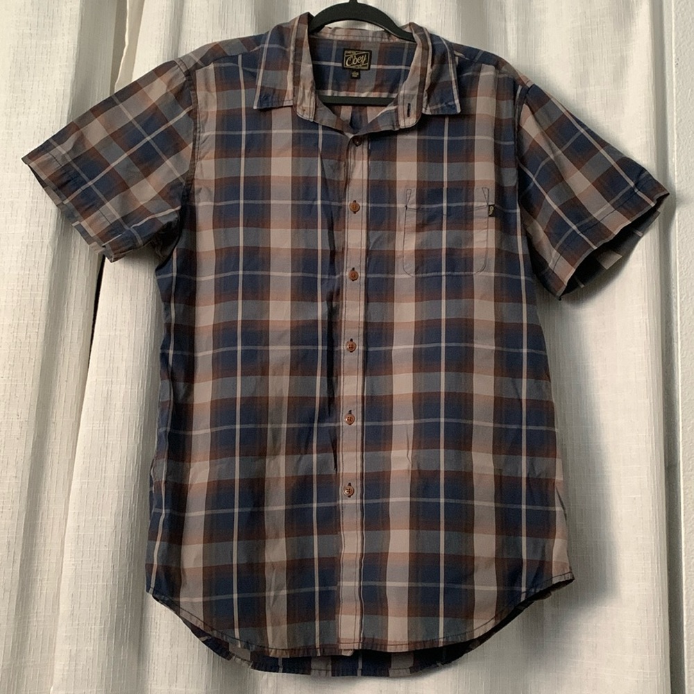 OBEY WORLDWIDE Men’s Button down Plaid Shirt sz Lg